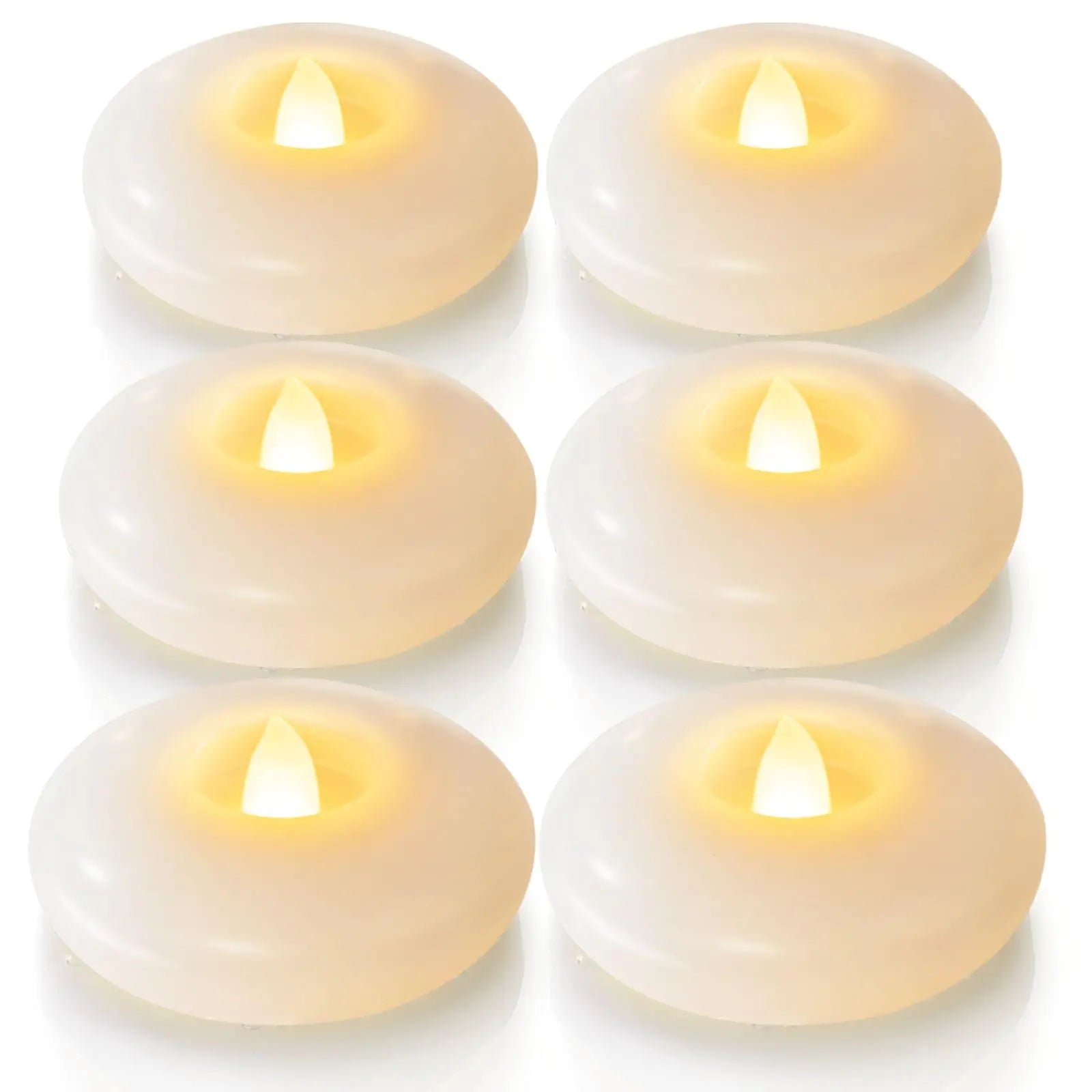 6 Pack 3” Flameless Led Floating Candles 200 Hour White Battery Operate Waterproof Tealights for Cylinder Vases Centerpieces at Wedding Decor Party Pool