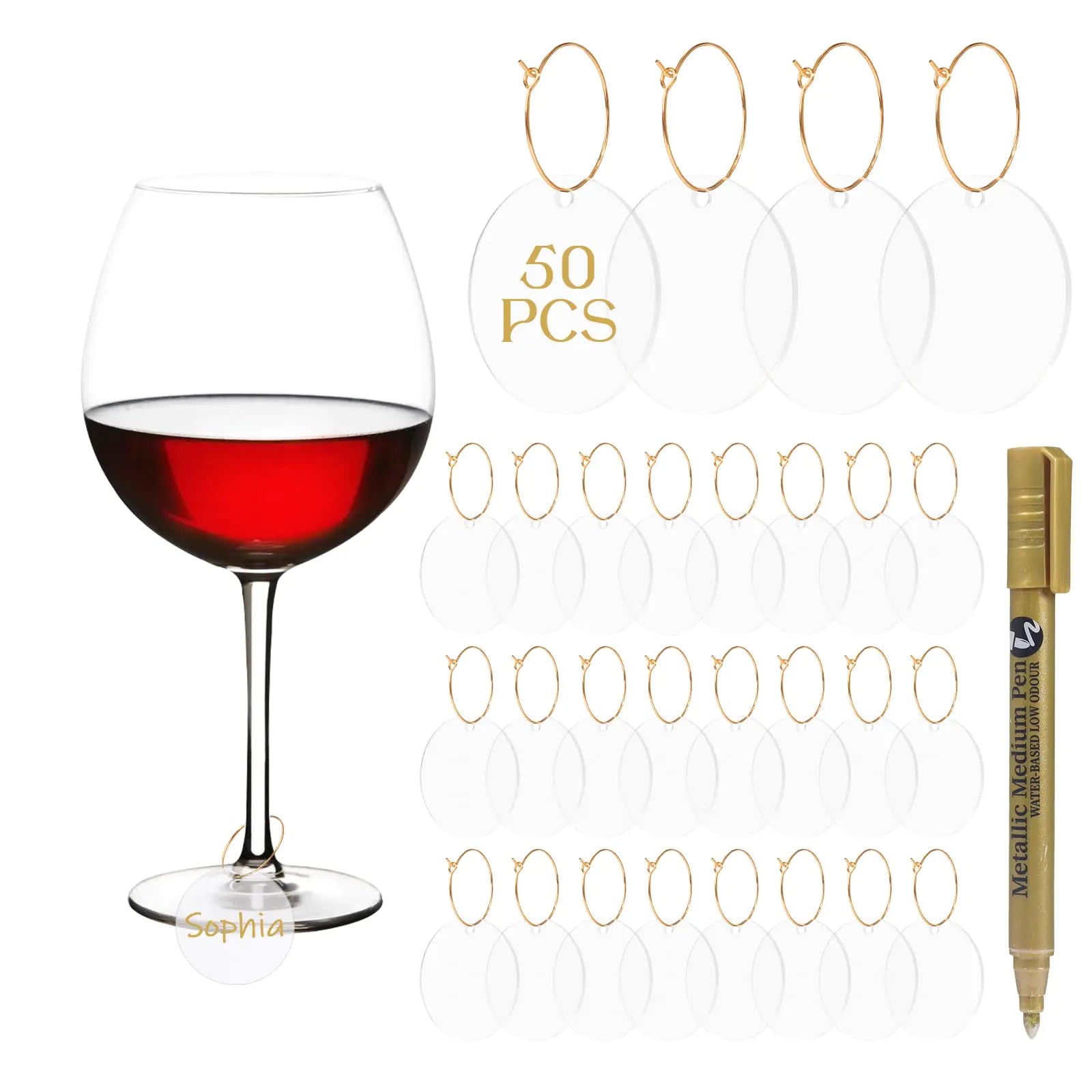 50PCS Wine Glasses Charms Empty Wine Tags for Stem Glasses DIY Wine Glass Markers Drink Markers for Mug Cup Decor Cute Wine Glass Tags for Party Favor Wine Tasting Supplies